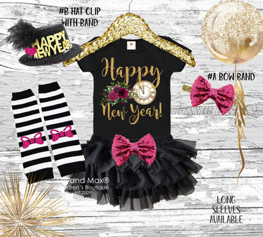 New Year Baby Outfit: Tutu Bloomer Set with Sequin Bow