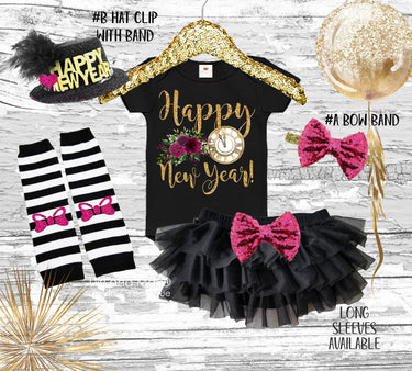 New Year Baby Outfit: Tutu Bloomer Set with Sequin Bow