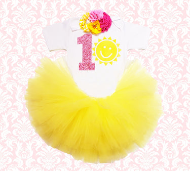 Sunshine Birthday Tutu Outfit: Personalized Yellow Tutu Set