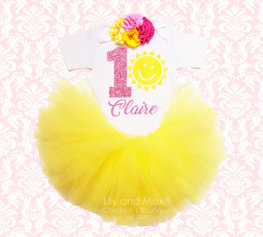 Sunshine Birthday Tutu Outfit: Personalized Yellow Tutu Set