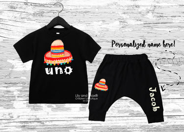 UNO Fiesta Birthday Boy Outfit: Sombrero Bodysuit & Harem Pants