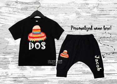DOS Birthday boy Outfit, uno birthday boy pant set, fiesta taco birthday boy bodysuit, boy outfit, comfy boy pants, 2nd boy fiesta birthday