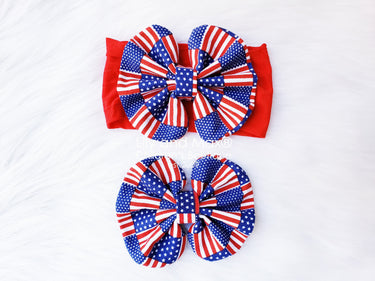 USA Flag Bow Headband: Patriotic 4th of July Nylon Turban
