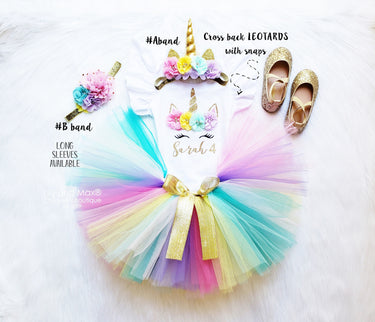 Rainbow Unicorn Birthday Outfit, Girls Magical horse Costume, Party tutu Dress