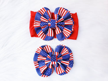 USA Flag Bow Headband: Patriotic 4th of July Nylon Turban