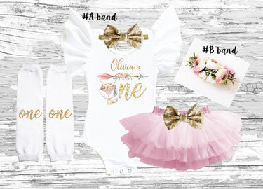 Floral Fox 1st Birthday Outfit: Boho Tutu Bloomer Set