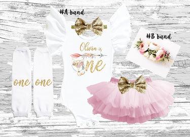 Floral Fox 1st Birthday Outfit: Boho Tutu Bloomer Set