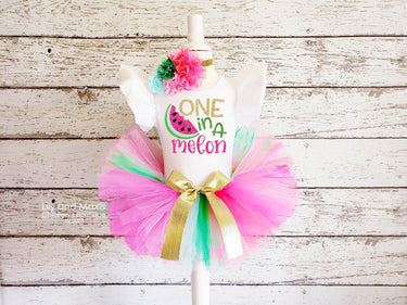Watermelon 1st Birthday Outfit: Tutu Set, Headband & Glitter Bodysuit