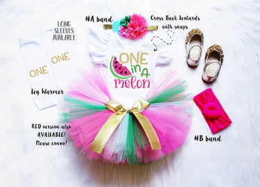 Watermelon 1st Birthday Outfit: Tutu Set, Headband & Glitter Bodysuit
