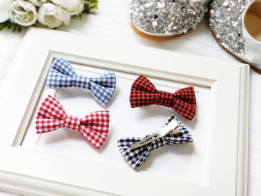 Gingham Bow Clip: 2-inch Plaid Alligator Hair Clip