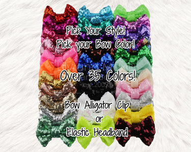 Sequin Bow Clip or Headband, Baby Girl Hair Accessory