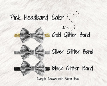Sequin Bow Clip or Headband, Baby Girl Hair Accessory