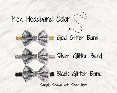 Sequin Bow Clip or Headband, Baby Girl Hair Accessory