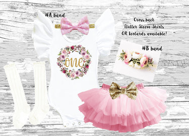 Floral 1st Birthday Girl Outfit: Tutu Bloomer Set