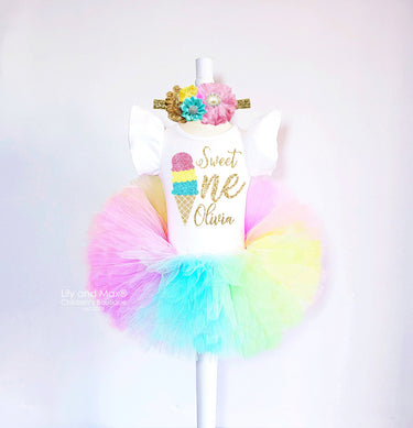Ice Cream 1st Birthday Outfit: Sweet One Tutu Set