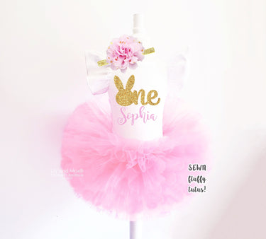 Bunny Tutu Outfit: Pink & Gold First Birthday, Easter Outfit