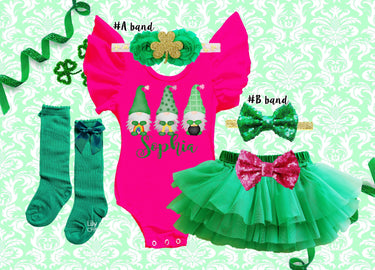 Baby's First St. Patrick's Day Outfit, Gnomes Leotard Tutu Bloomer Set