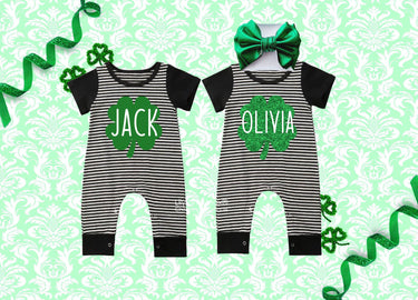 Personalized St. Patrick's Day Baby Romper: Shamrock Outfit