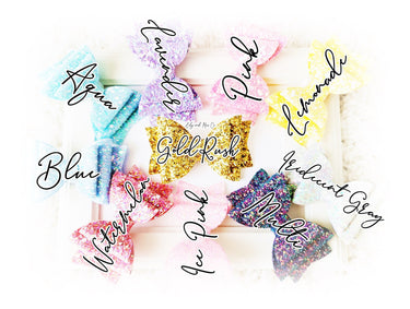 Glitter Bow Alligator Clip: Trendy Leather Hair Clip (3.5-4 inch)