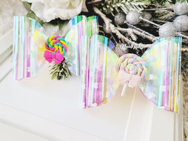 Iridescent Jelly Bow Clip: Lollipop Alligator Hair Clip