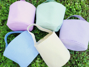 Seersucker Easter Basket: Girls First Easter Egg Hunt Bag