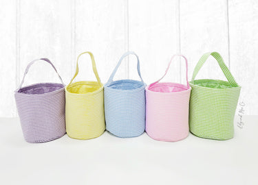 Seersucker Easter Basket: Girls First Easter Egg Hunt Bag