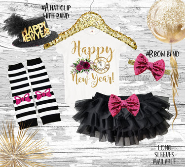 Girls' New Year Outfit: Tutu Bloomer Set with Hat & Leg Warmers