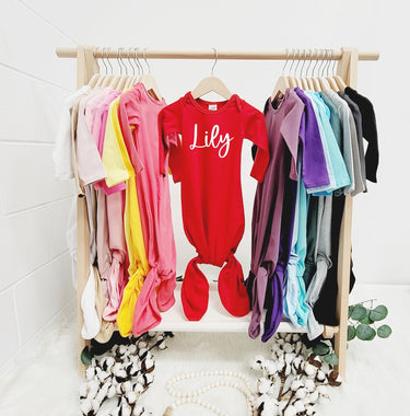 Personalized Baby Knotted Gown: Newborn Gift