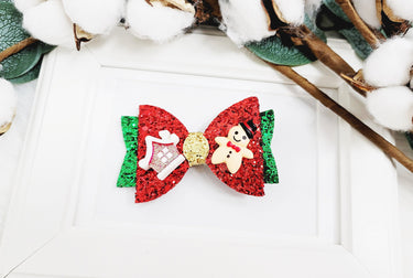 Gingerbread Man Christmas Bow Clip: Glitter Alligator Clip