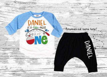O-FISH-ALLY One Birthday Outfit: Personalized First Birthday Boy Set