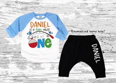 O-FISH-ALLY One Birthday Outfit: Personalized First Birthday Boy Set