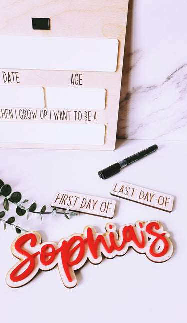 Personalized First Day of School Sign: Reusable White Board with Velcro Names