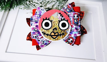 Halloween Rag Doll Hair Bow: Glitter Shaker Clip