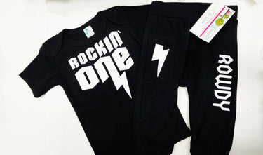 Rockin' One Birthday Outfit: Baby Boy Pants Set