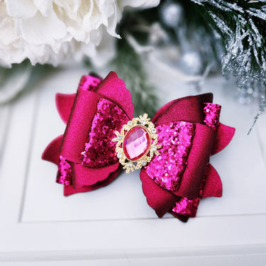 Glitter Holiday Bow Clip, Alligator Clip, Party Hair Accessory