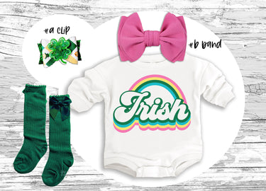 St. Patrick's Day Baby Outfit: Irish Romper, Bow & Socks Set