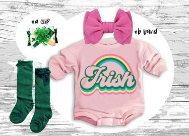 St. Patrick's Day Baby Outfit: Irish Romper, Bow & Socks Set