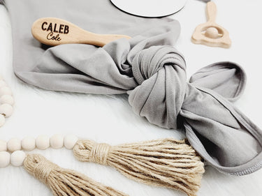 Personalized Knotted Baby Gown: Newborn Gift Set