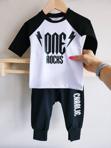 One Rocks Birthday Outfit: Rock 'n' Roll First Birthday Pant Set