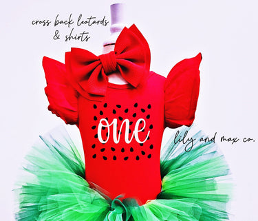 Watermelon 1st Birthday Tutu Outfit: "One in a Melon" Red and Green