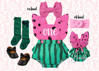 1st birthday pink watermelon romper melon party smash cake outfit
