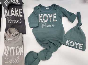 Personalized Knotted Baby Gown: Newborn Take Home Outfit