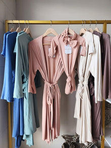 Bamboo Baby Knotted Gown:  0-3 fits Newborn Take Home Outfit & Maternity Robe, shower gifts
