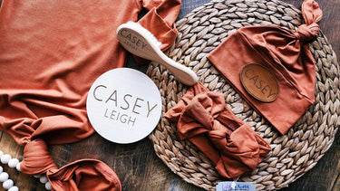 Bamboo Baby Gown Set: Personalized Knotted size 0-3 Outfit, Newborn, Hat & Headband, Maternity robes