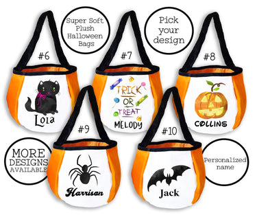 Personalized Halloween Trick or Treat Bag: Soft Eco-Print Candy Basket