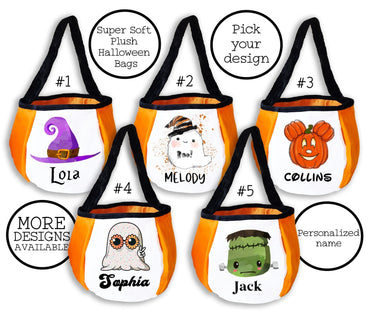 Personalized Halloween Trick or Treat Bag: Soft Eco-Print Candy Basket