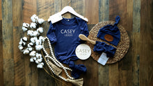 Navy Bamboo Baby Gown Set: Personalized Newborn Gift