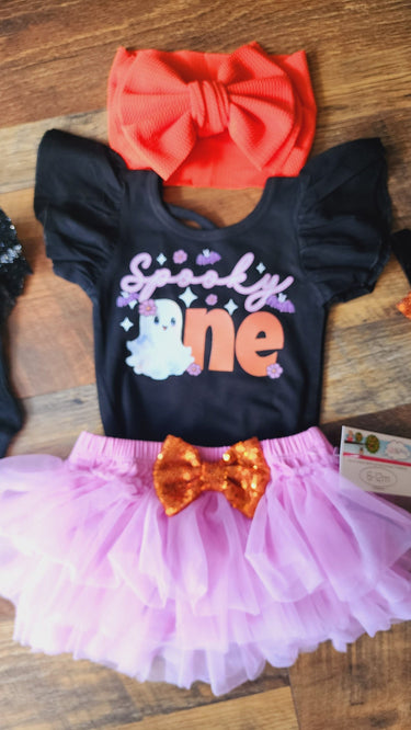 Spooky one 1st Birthday Outfit, Halloween Ghost Tutu Set