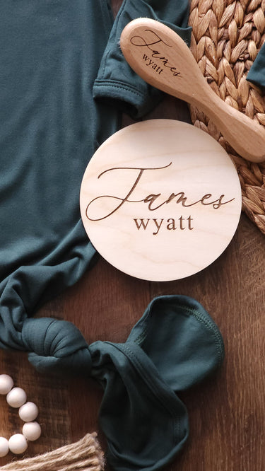 Engraved Baby Name Sign | Birch Wood Announcement