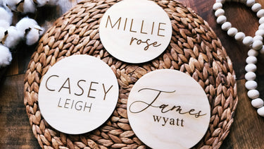 Engraved Baby Name Sign | Birch Wood Announcement